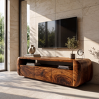 Contemporary TV Cabinet With Sculptural Wood Form For Living Room And Family Room SINLKITVC095