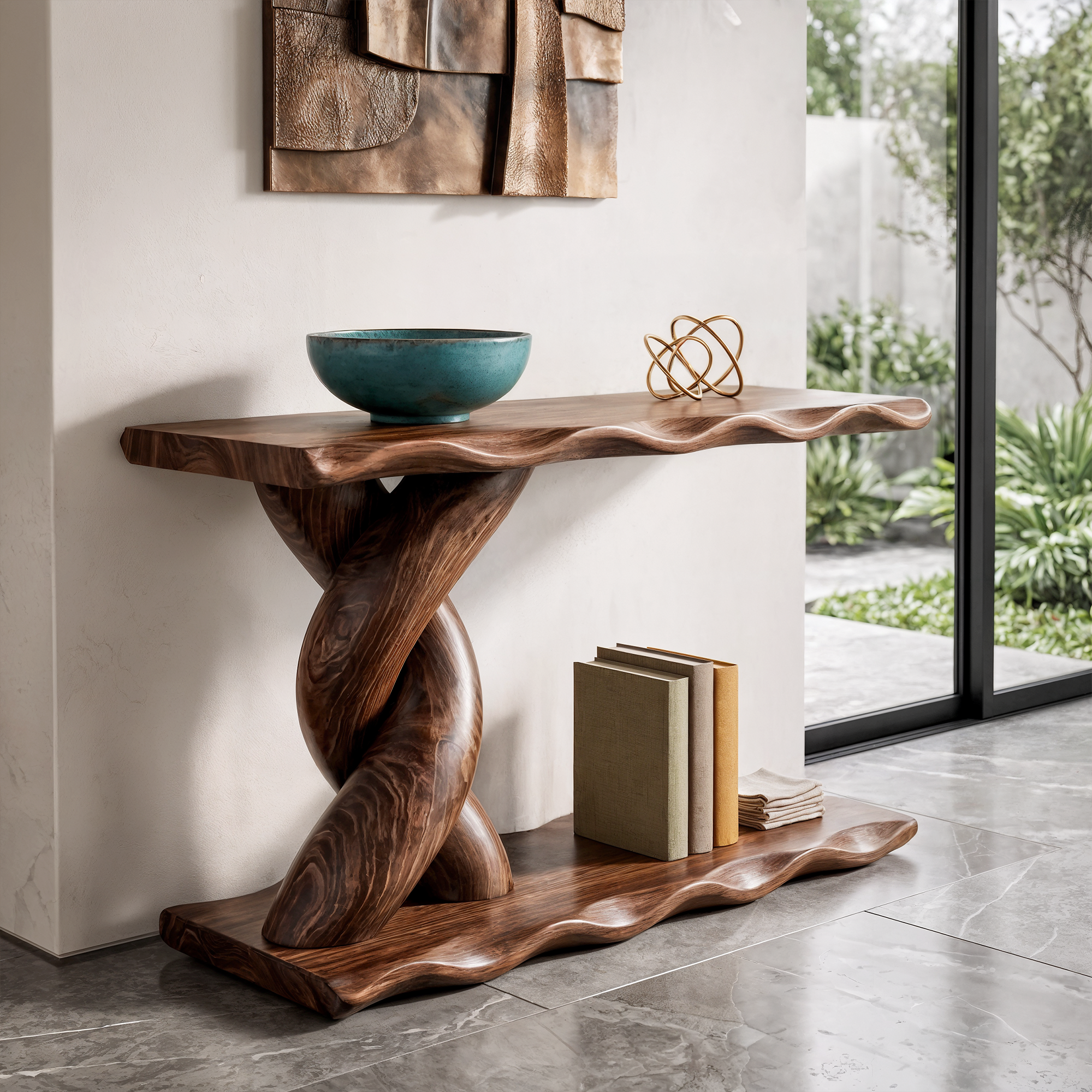 Consolle Contemporanea Con Base A Spirale E Ripiano Inferiore Per Soggiorno SINLKICS701