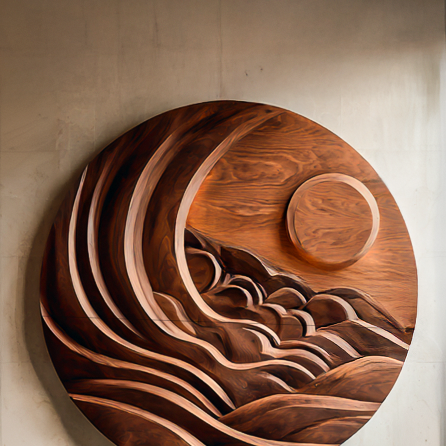 Scultura d'arte da parete moderna con sole di montagna per soggiorno RTTHTTWA075