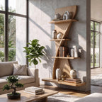 Sculptural Bookshelf Handcrafted Curved Wood Shelves For Home Office SINLKIBS052