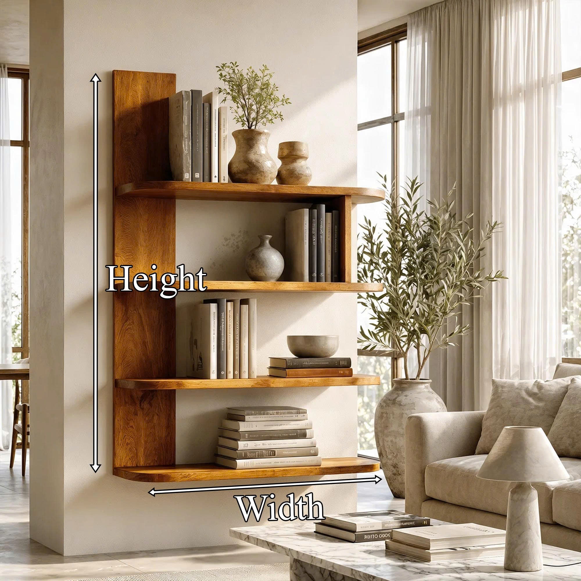 Organic Bookshelf Handcrafted Sculptural Design For Living Room SINLKIBS053