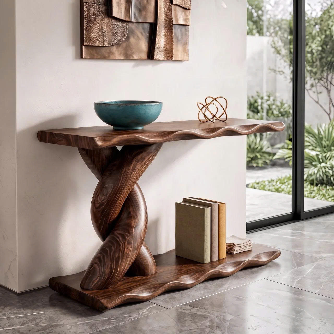 Consolle Contemporanea Con Base A Spirale E Ripiano Inferiore Per Soggiorno SINLKICS701
