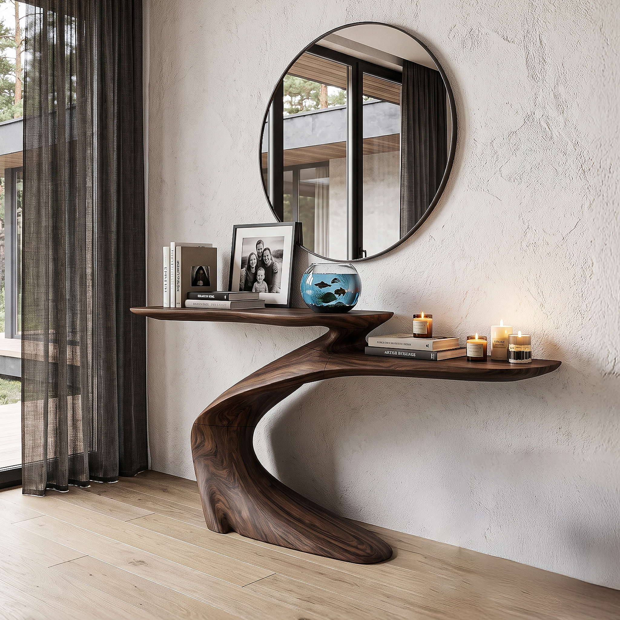 Mid Century Sculptural Console Table For Foyer And Living Room SINLHACS693