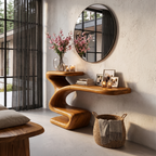 Sculptural Console Table Asymmetrical Hollow Base Design For Entryway SINLHACS694
