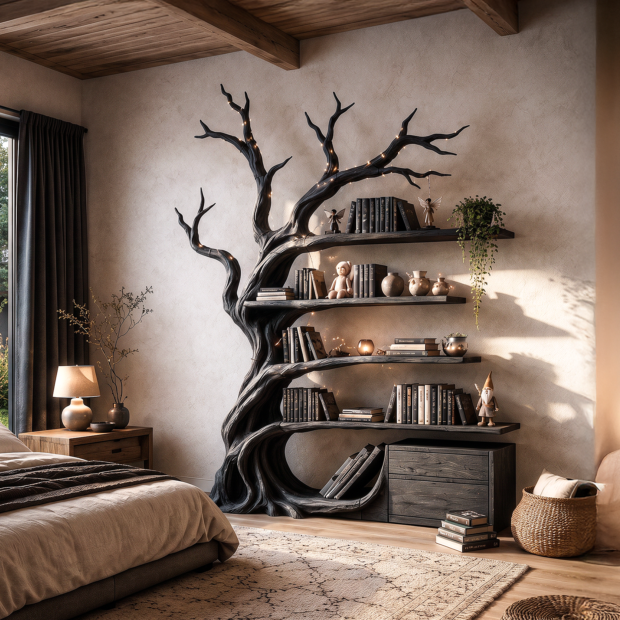 Modern Tree Bookshelf Handcrafted Branch Shelves For Home Library SINLHATB768