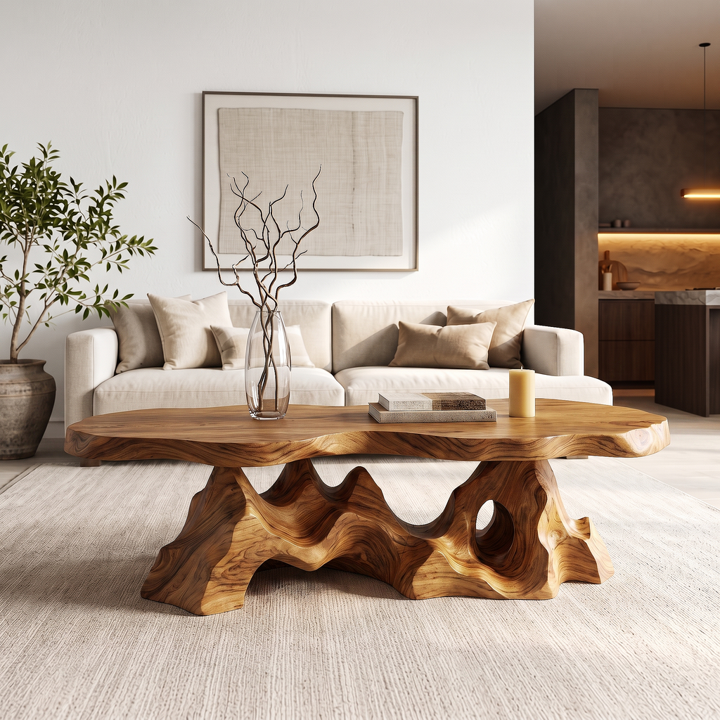 Organic Coffee Table With Sculptural Tree Root Base For Living Room SINLHACF412