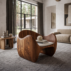 Modern Wooden Accent Chair With Sculptural Curved Frame For Living Room SINLHACHR038