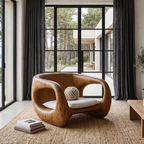 Contemporary Sculptural Chair With Flowing Armrest Design For Living Room SINLHACHR039