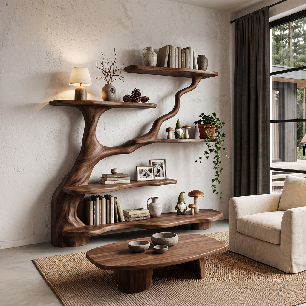 Libreria ad albero biologica con design a rami fluenti per soggiorno SINLHATB776