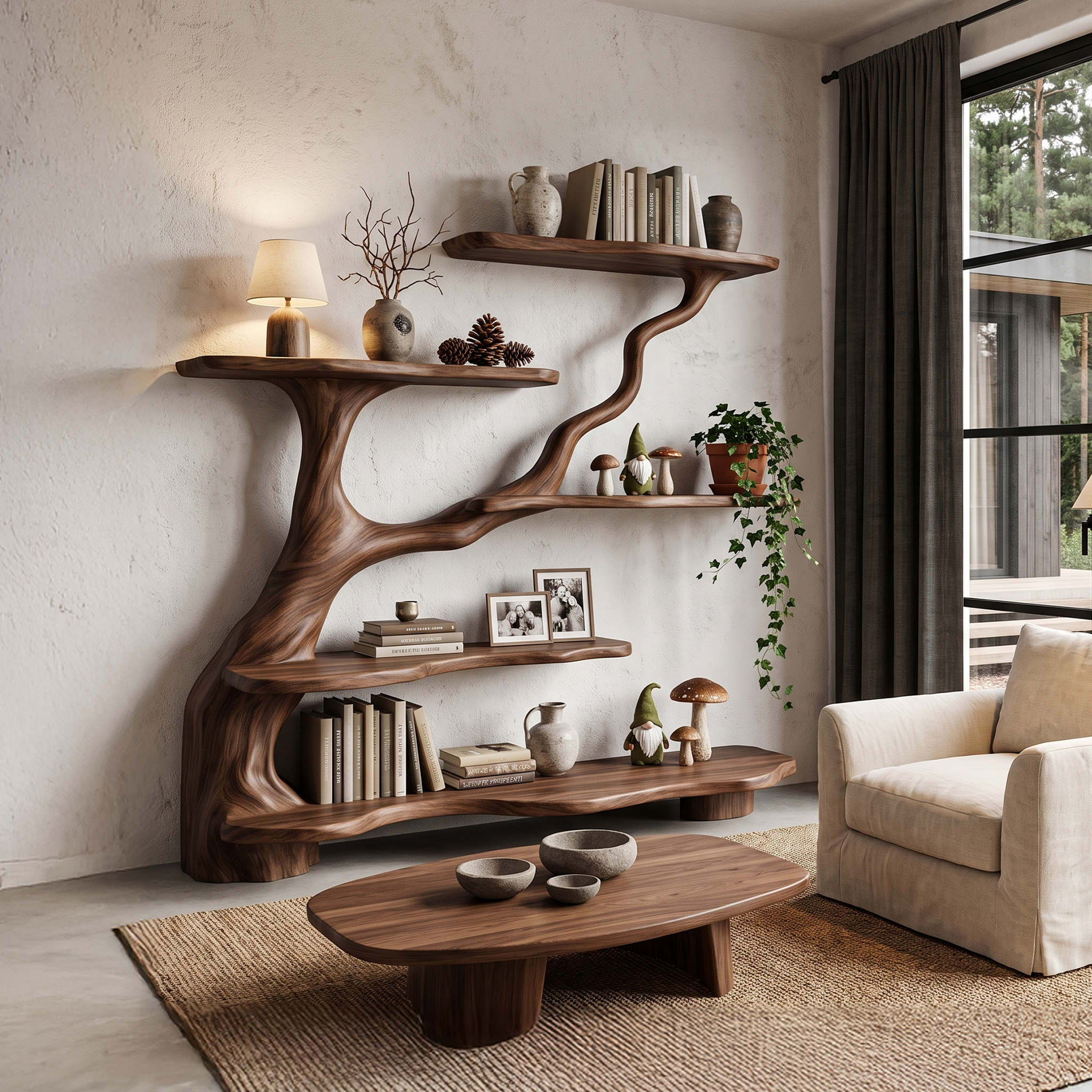 Libreria ad albero biologica con design a rami fluenti per soggiorno SINLHATB776