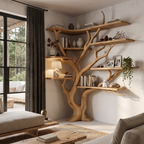 Libreria angolare moderna a forma di albero con ripiani asimmetrici per soggiorno SINLHATB777