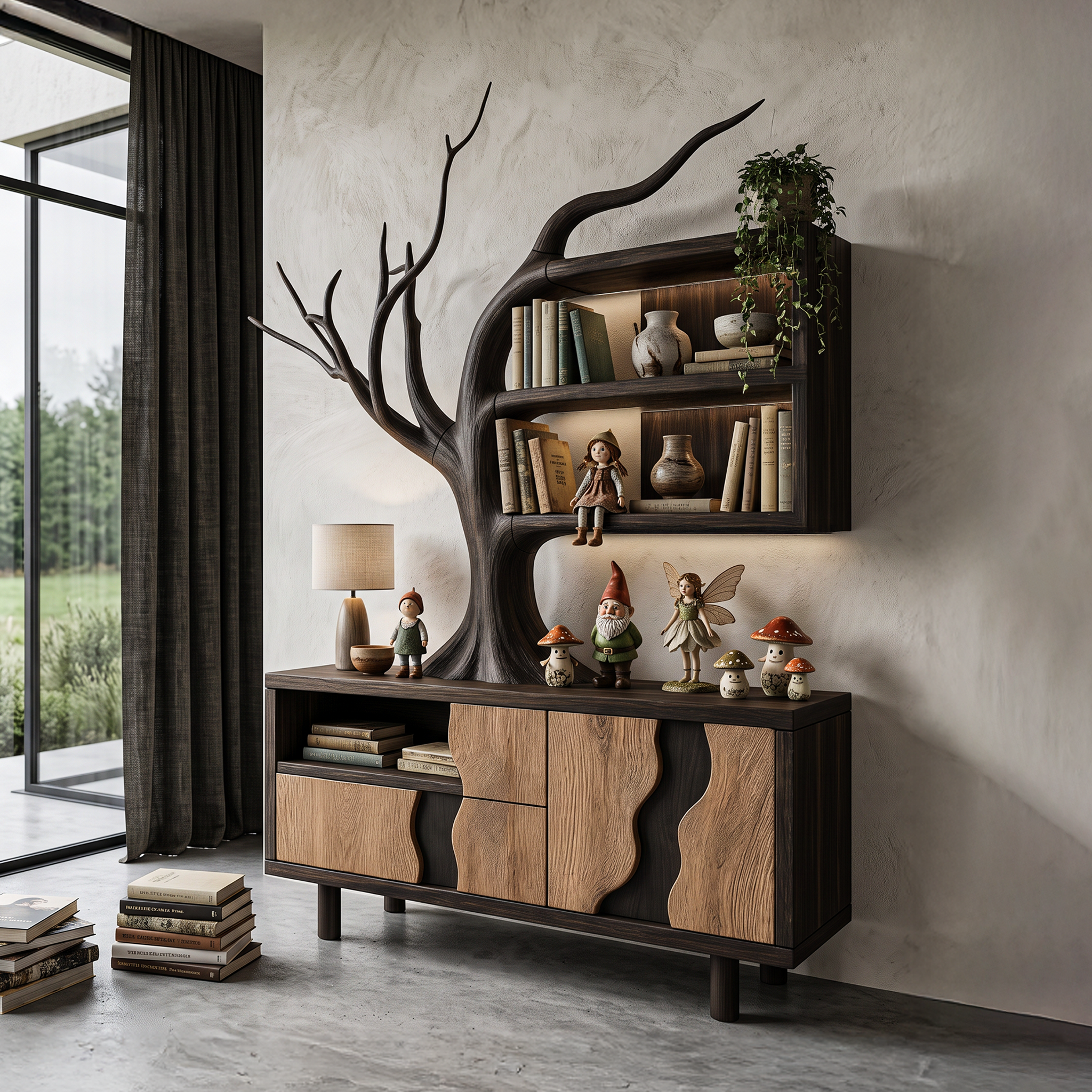 Mobile Moderno Con Design Integrato A Ramo D'Albero Per Soggiorno SINLHASD546