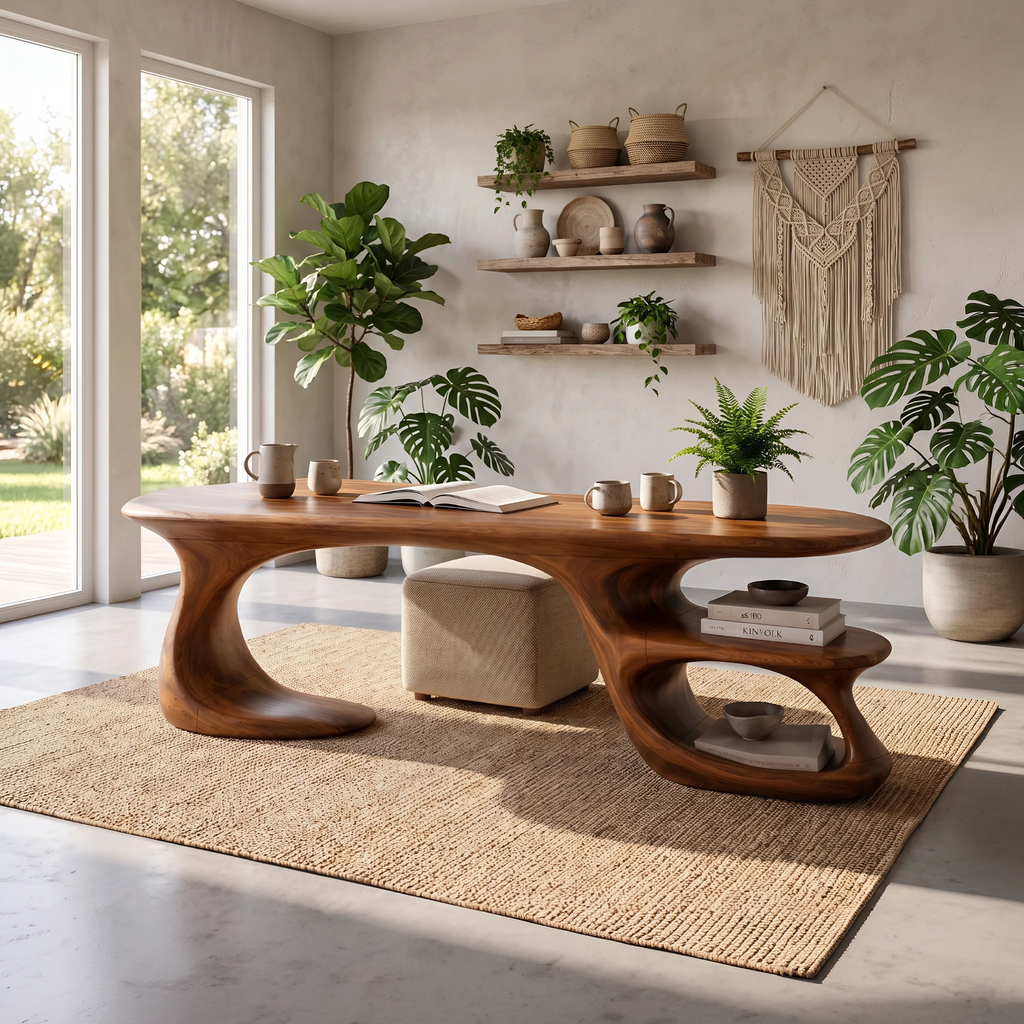 Modern Curved Shelf Desk Home Office Apartment SILDTTNDE056