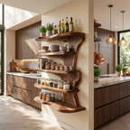 Mensola galleggiante rustica con bordo vivo per cucina SITHTTWMS004