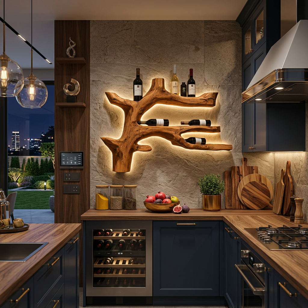 Portabottiglie da parete Modern Branch per la decorazione della sala da pranzo RTTHTTWH007