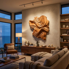 Arte da parete in legno organico, design a onda per salotto di lusso RTTHTTWA132