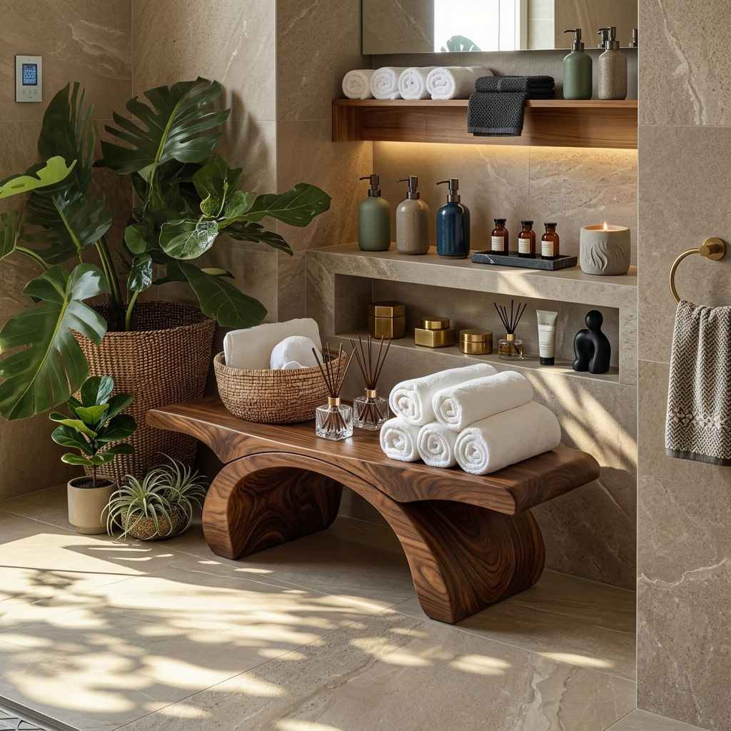 Panca doccia moderna e organica per bagno o arredamento spa SITHTTSB013
