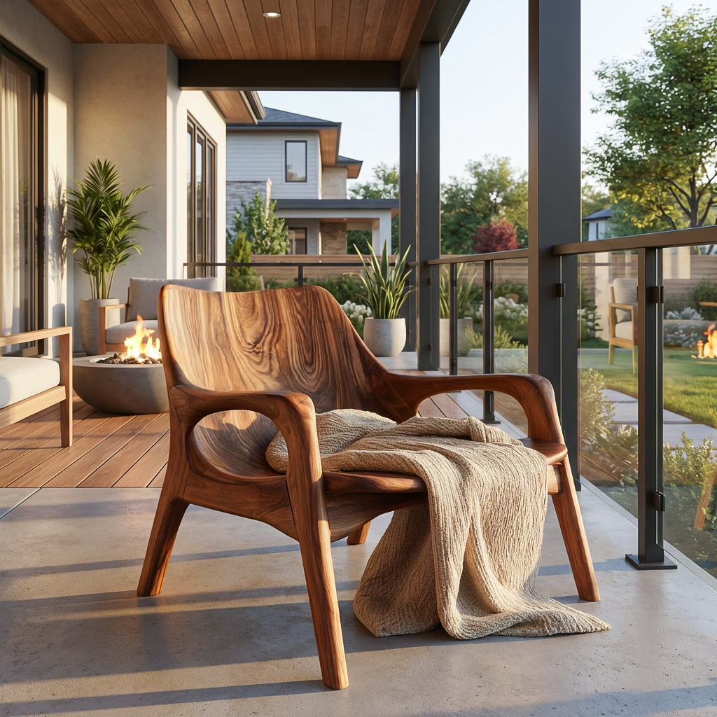 Sedia in legno Mid Century per portico o ingresso RTTHTTACC014