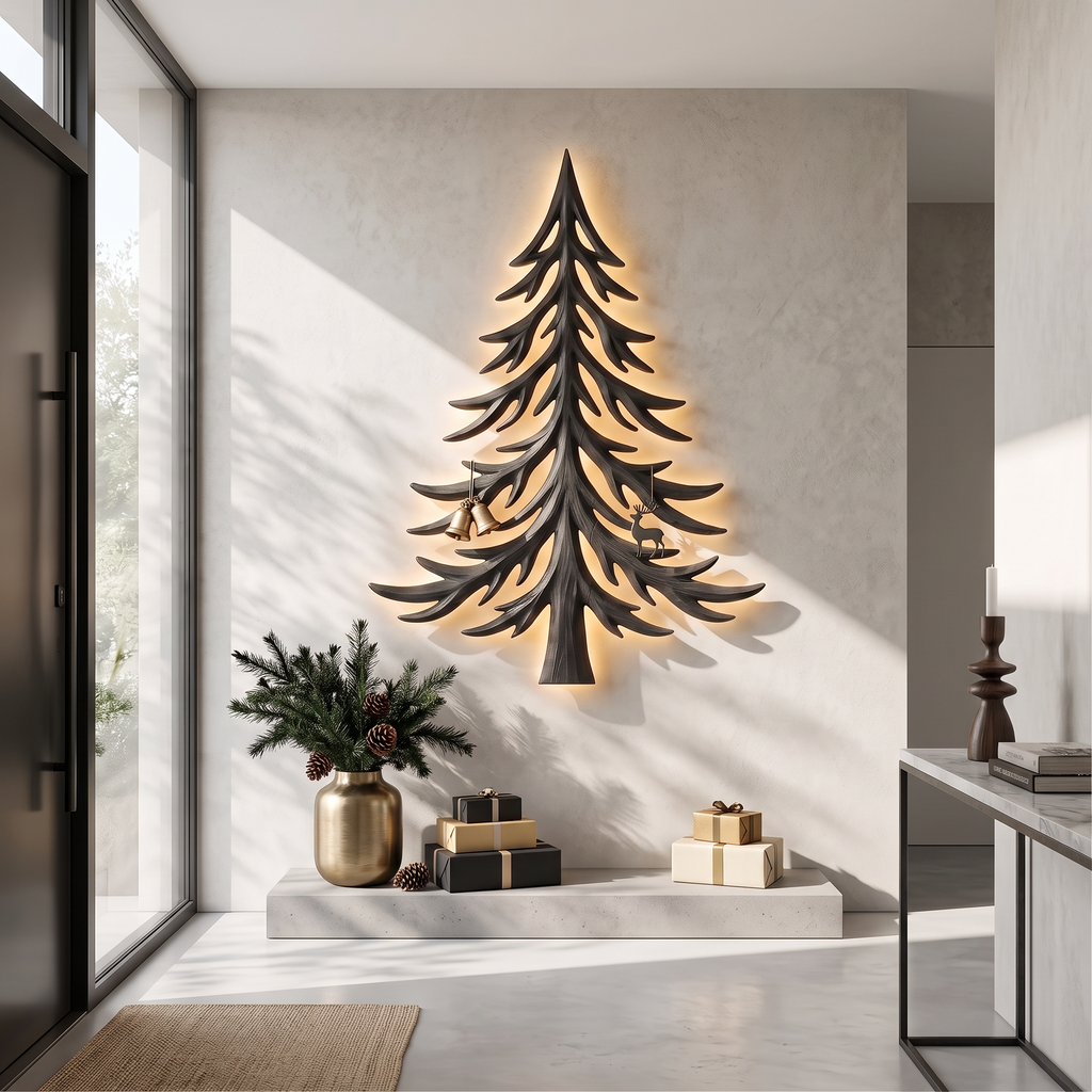 Modern Christmas Holiday Wall Decor With Layered Pine Branch Design For Living Room SINLSAWA143