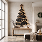 Contemporary Xmas Wall Sculpture With Evergreen Silhouette For Living Room SINLSAWA145