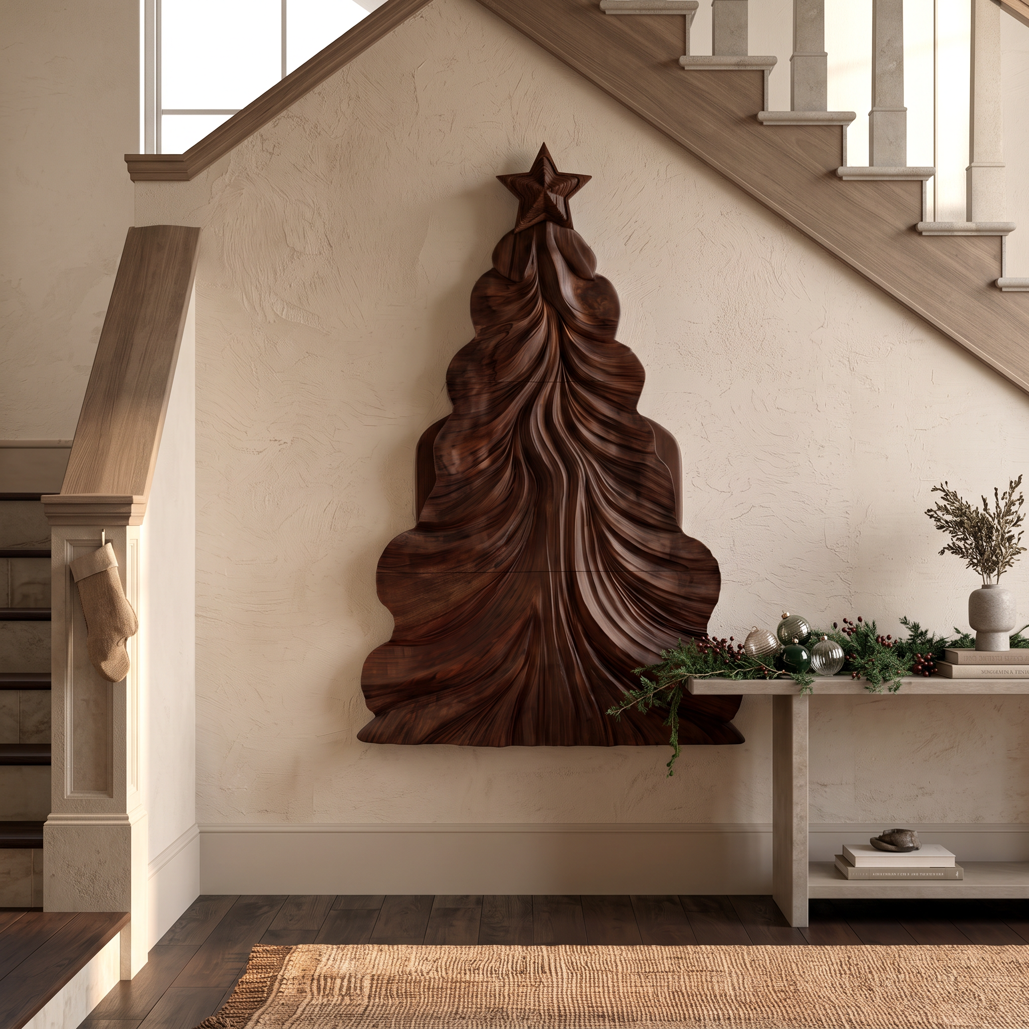 Decorazione Natalizia Contemporanea in Legno con Design Traforato Curvo per Soggiorno SINLSAWA150