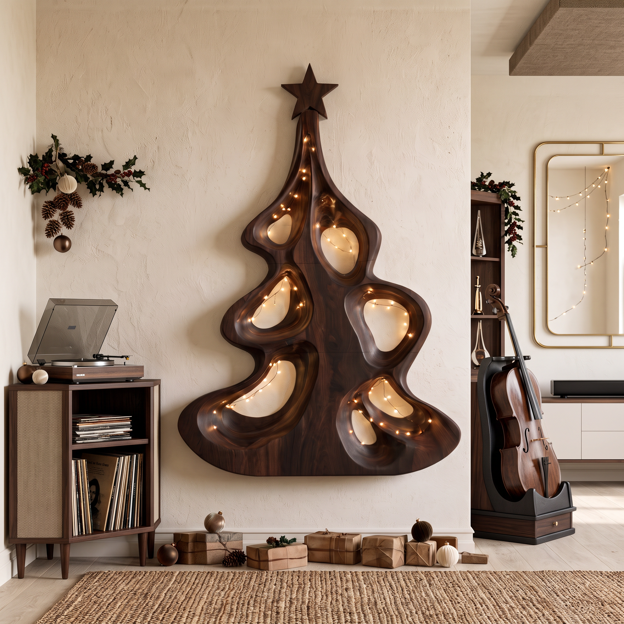 Decorazione moderna da parete natalizia con albero cavo artistico per l'ingresso SINLSAWA151