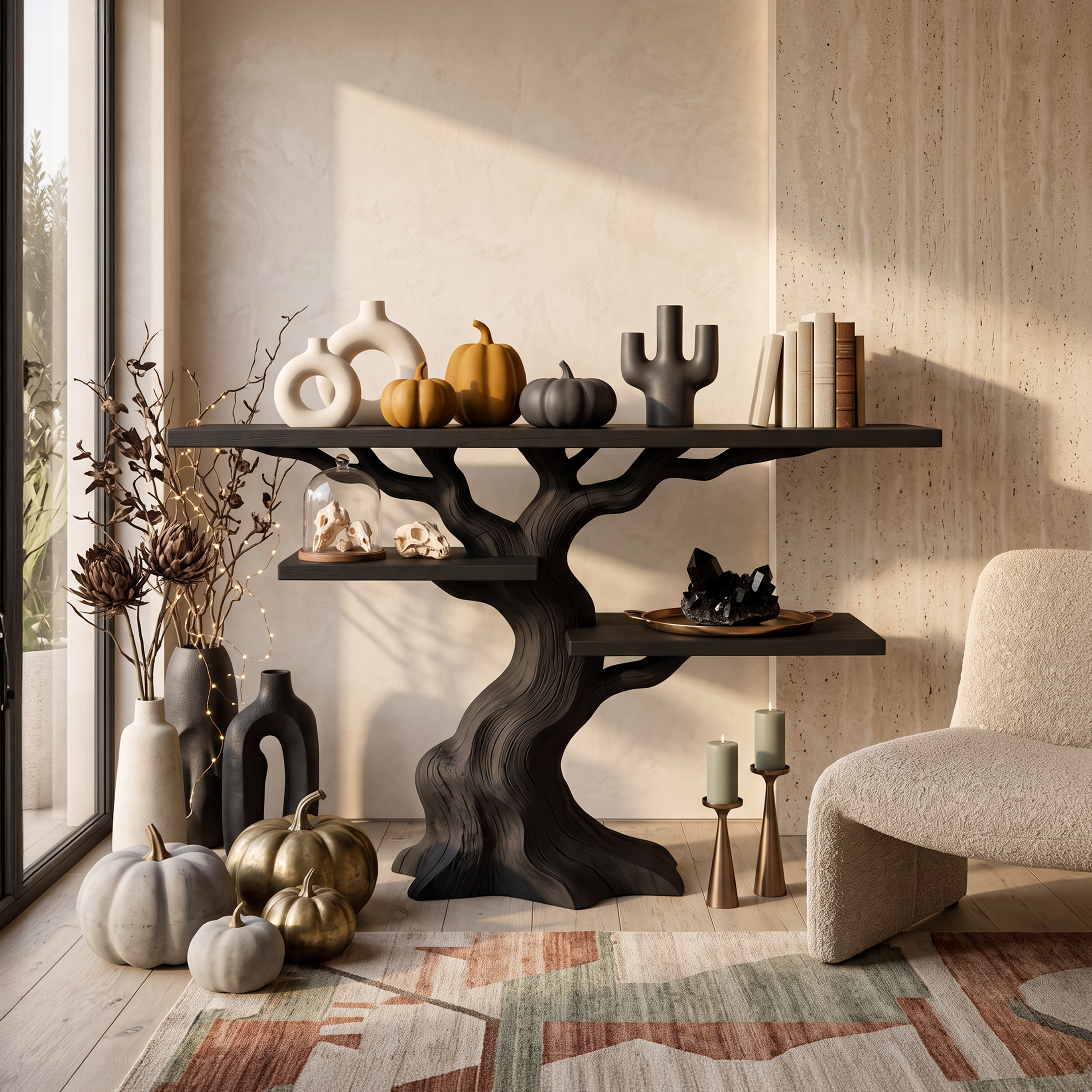 Tavolino Divano "Albero Contorto Organico" per Interni Halloween Stregati SILDTTNCS158