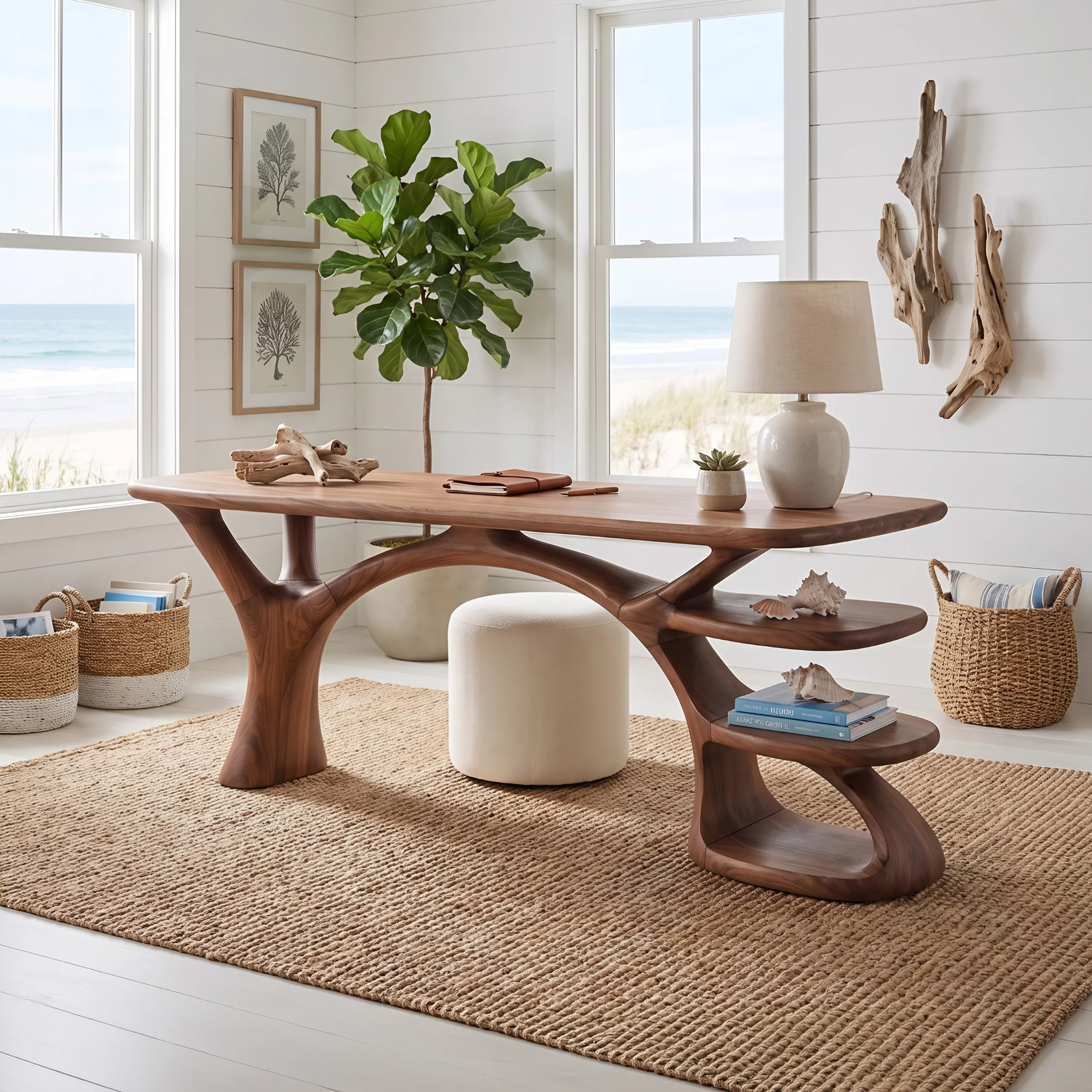Modern Organic Form Study Desk Bedroom Workspace SILDTTNDE045