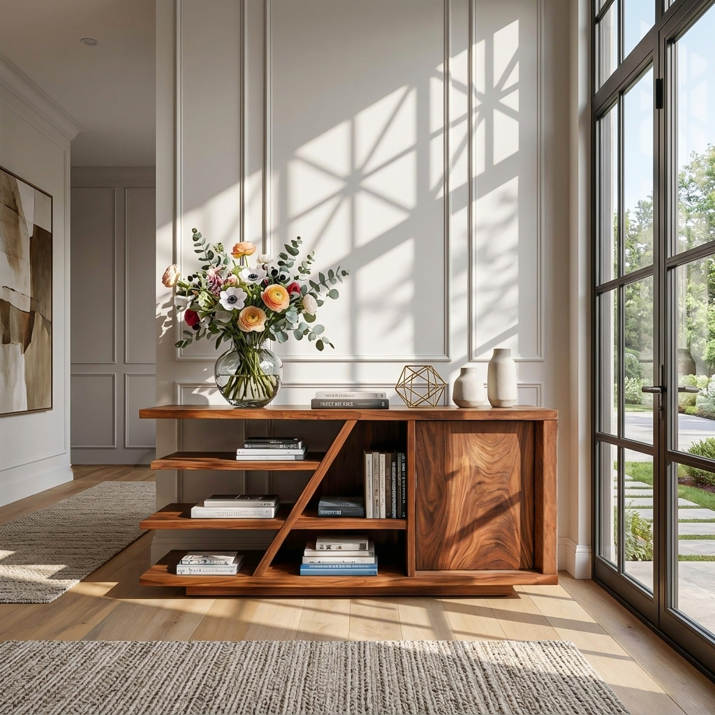 Credenza moderna con ripiani e armadietto per soggiorno SITHTTSD022