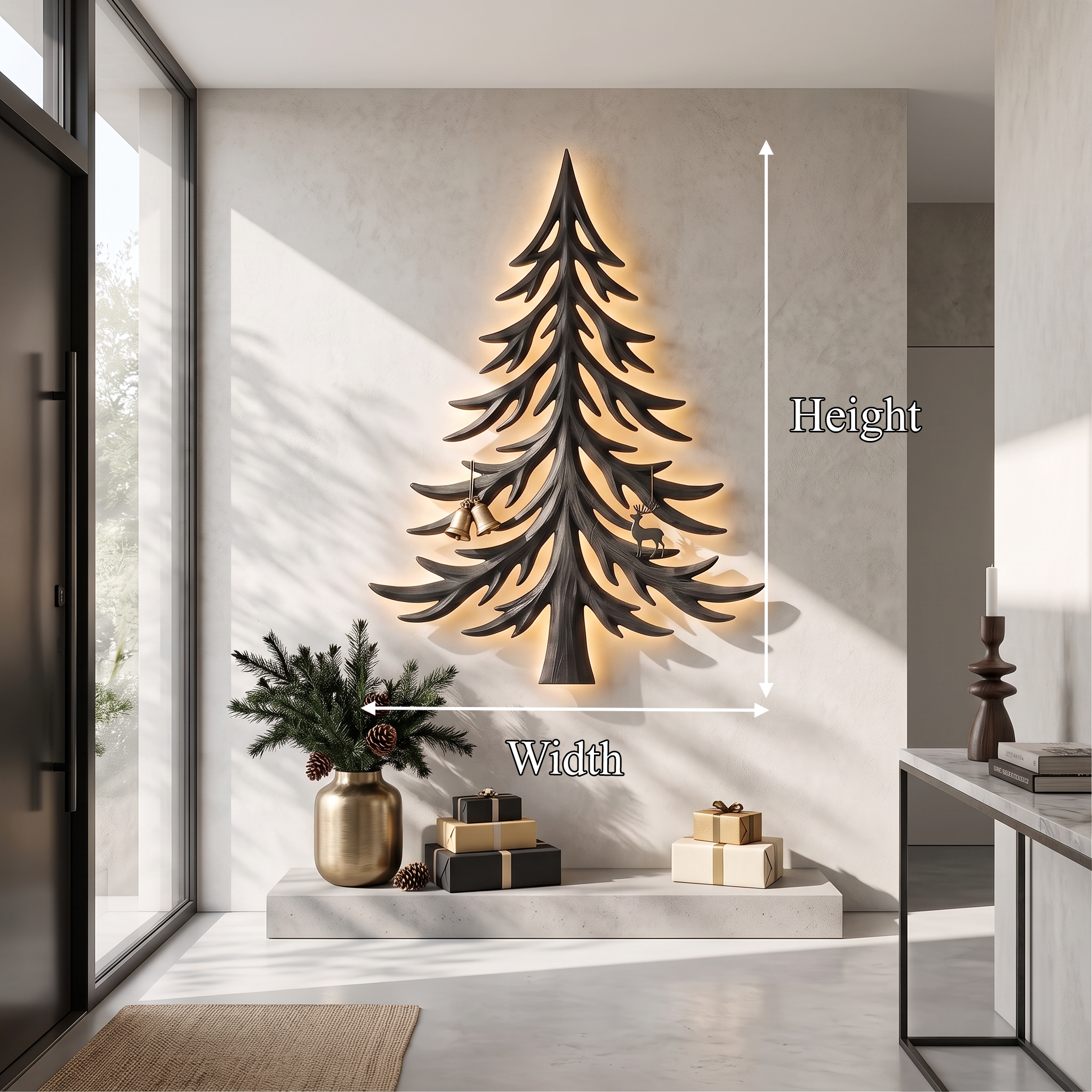 Modern Christmas Holiday Wall Decor With Layered Pine Branch Design For Living Room SINLSAWA143