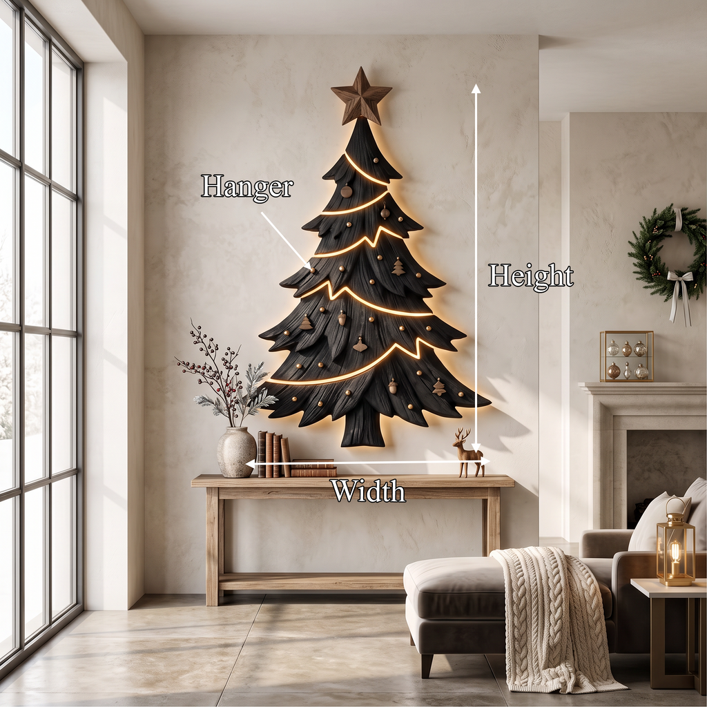 Contemporary Xmas Wall Sculpture With Evergreen Silhouette For Living Room SINLSAWA145