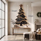 Contemporary Xmas Wall Sculpture With Evergreen Silhouette For Living Room SINLSAWA145