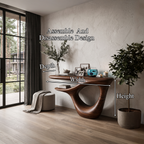Contemporary Console Table With Artistic Open Frame Base For Foyer And Hallway SINLHACS695