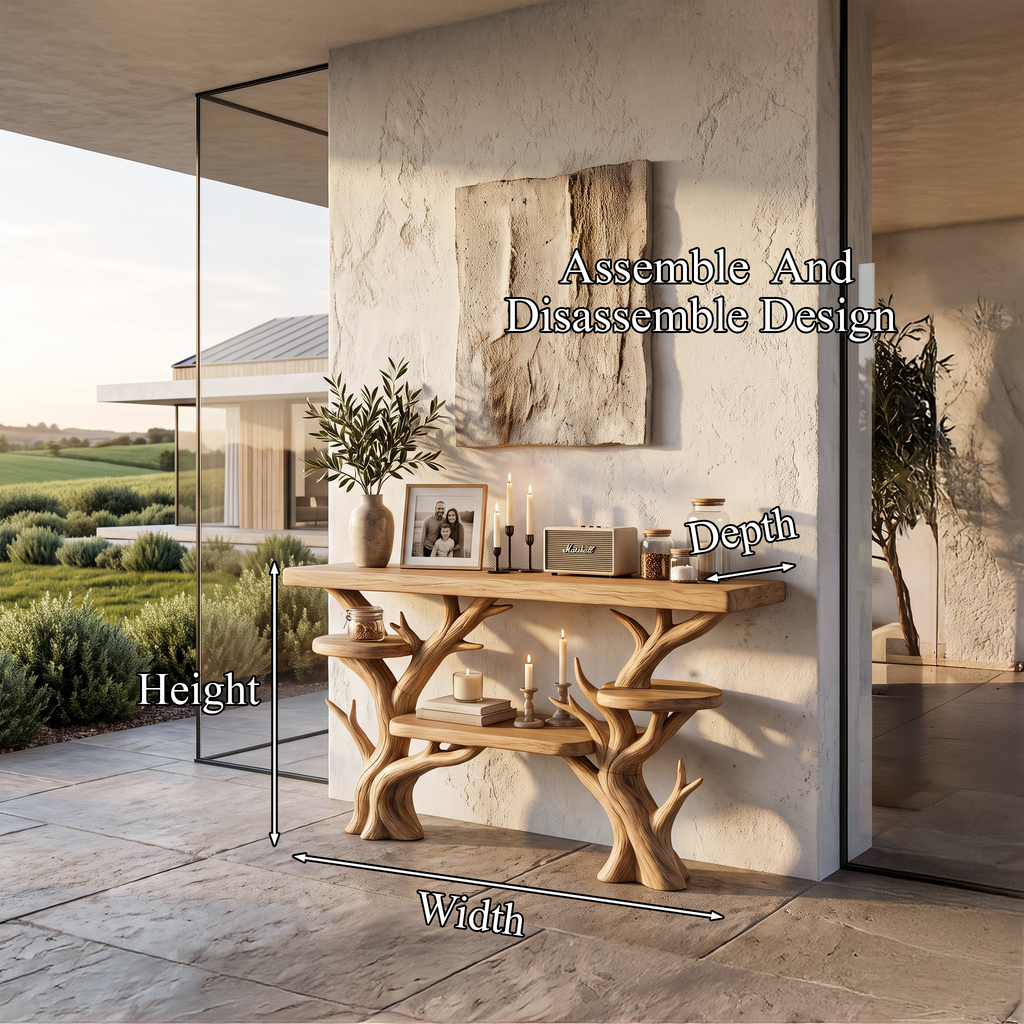 Rustic Sculptural Console Table For Entryway And Living Room SINLHACS696