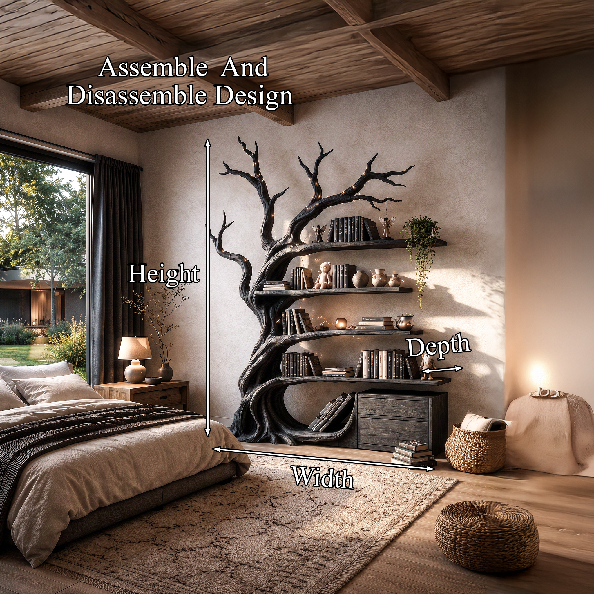 Modern Tree Bookshelf Handcrafted Branch Shelves For Home Library SINLHATB768