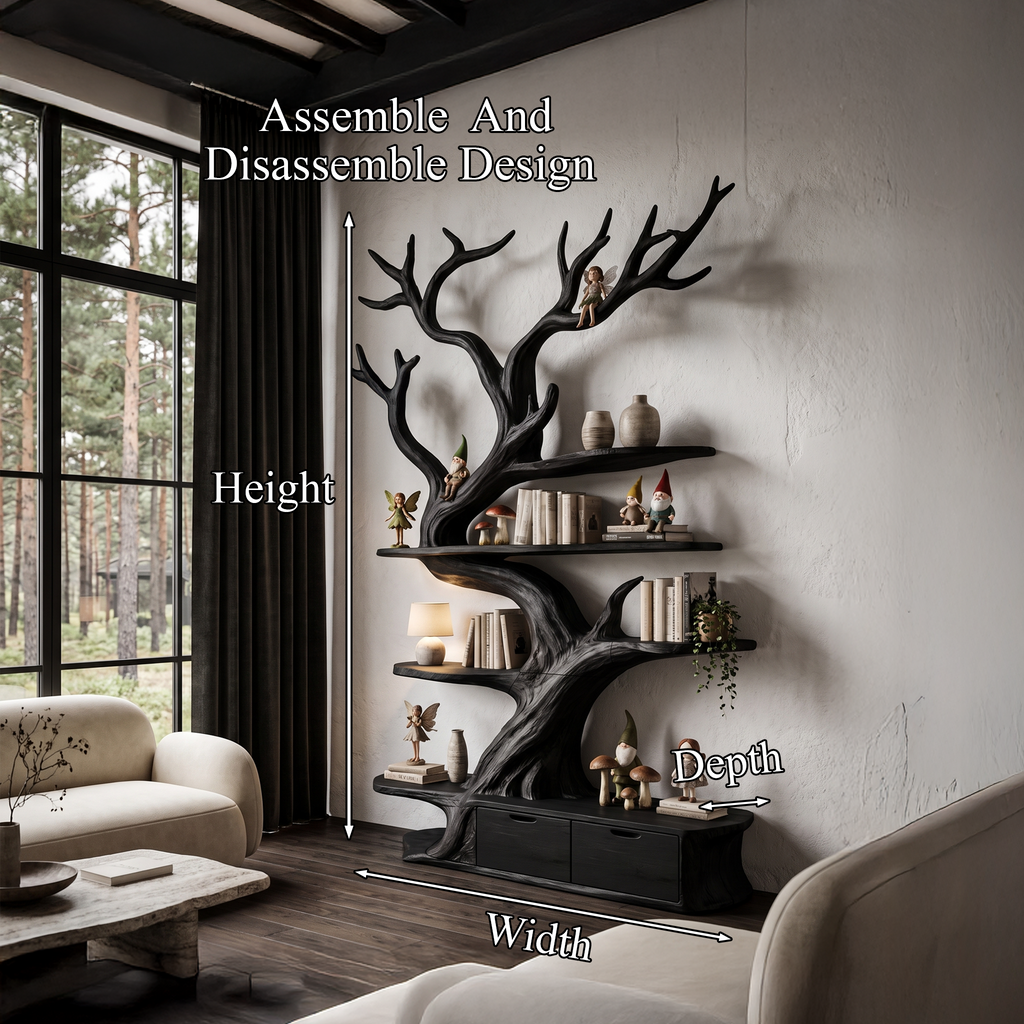 Sculptural Tree Bookshelf Handcrafted Tree Branch Design For Home Office SINLHATB769