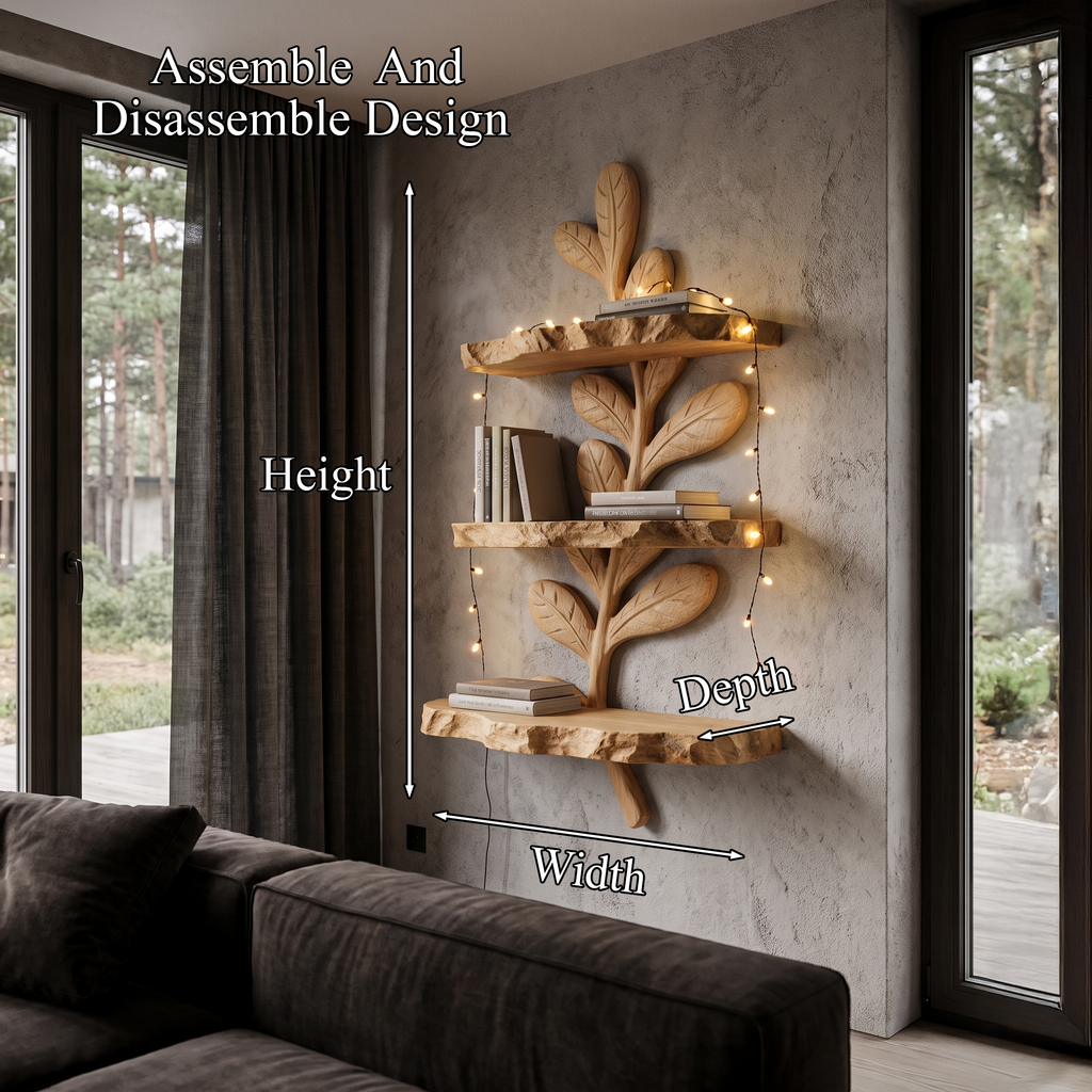 Modern Floating Shelf Handcrafted Solid Wood Design For Home Office SINLHAFL065