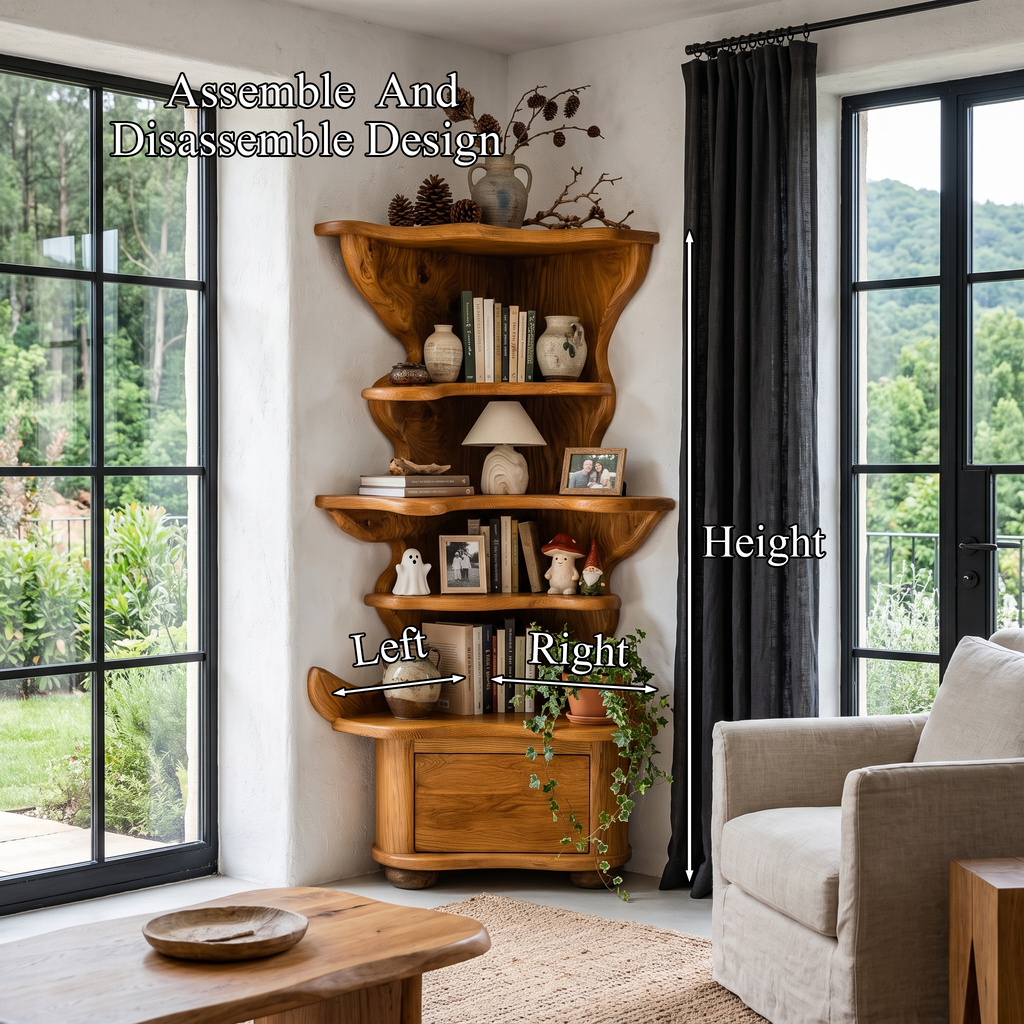 Modern Corner Bookshelf With Drawer Storage For Living Room SINLHABS074