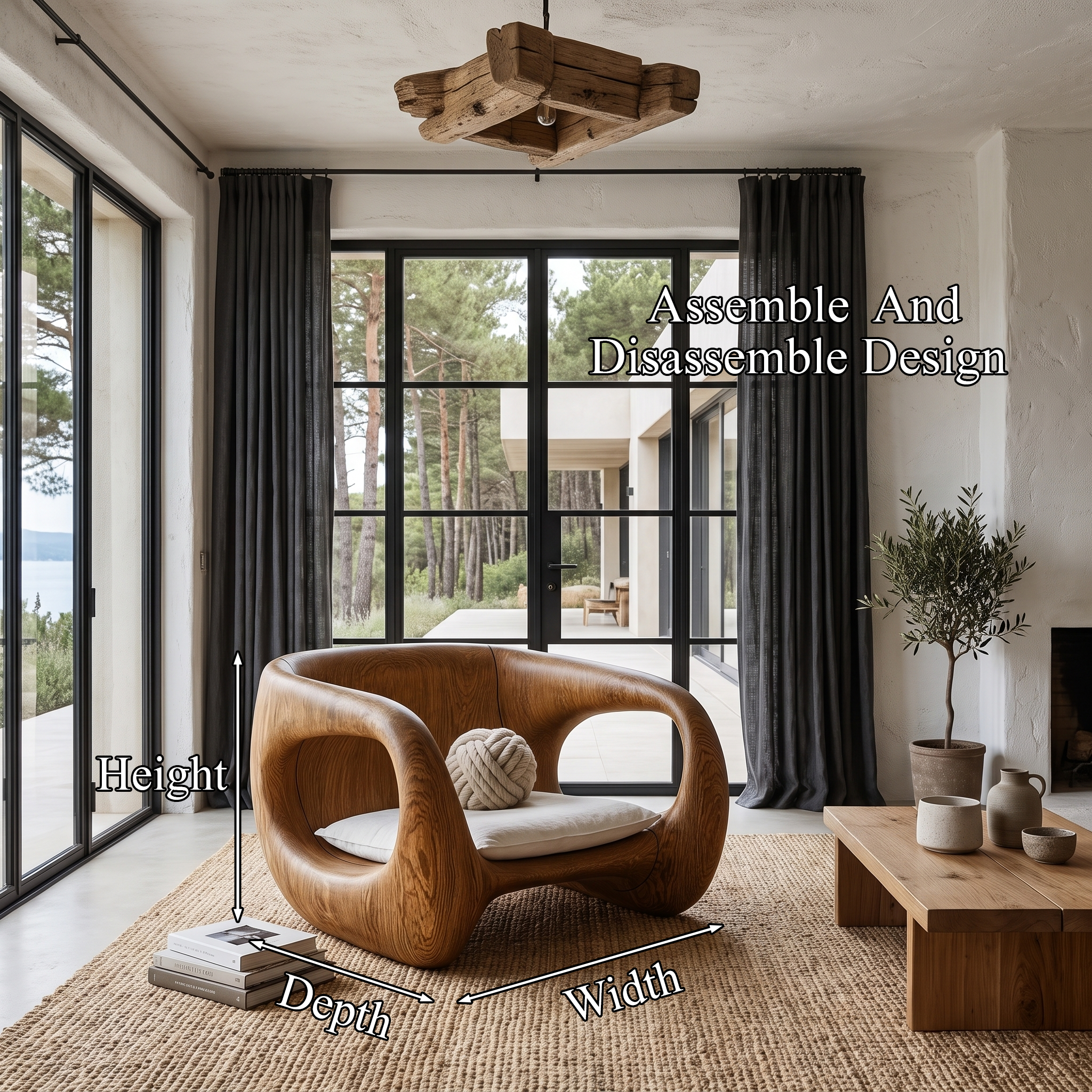 Contemporary Sculptural Chair With Flowing Armrest Design For Living Room SINLHACHR039