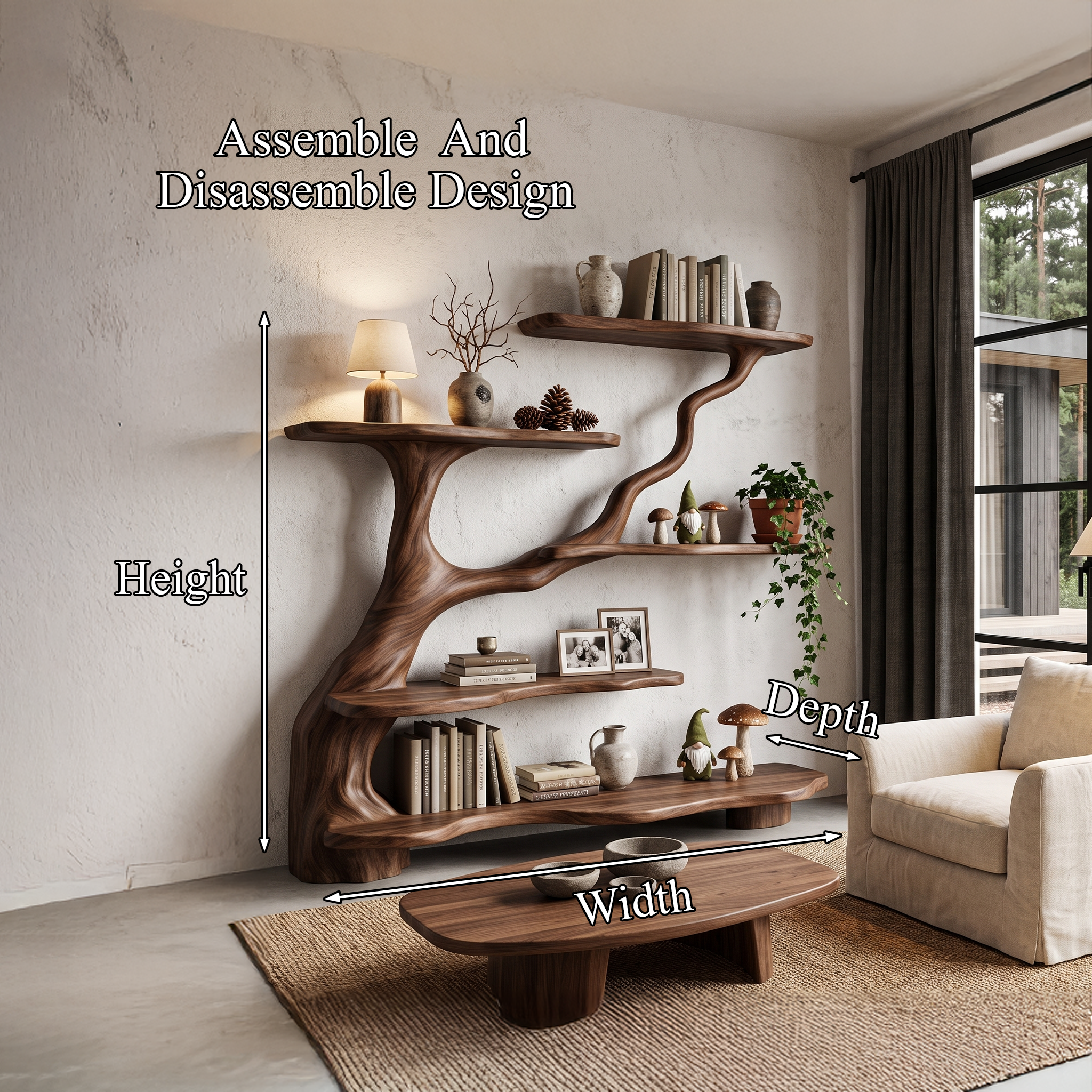 Libreria ad albero biologica con design a rami fluenti per soggiorno SINLHATB776