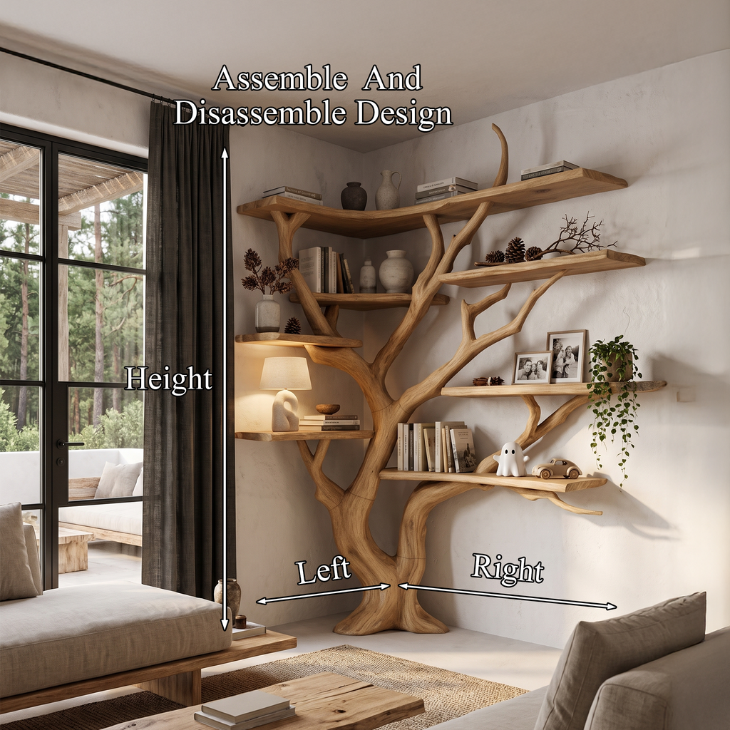 Libreria angolare moderna a forma di albero con ripiani asimmetrici per soggiorno SINLHATB777