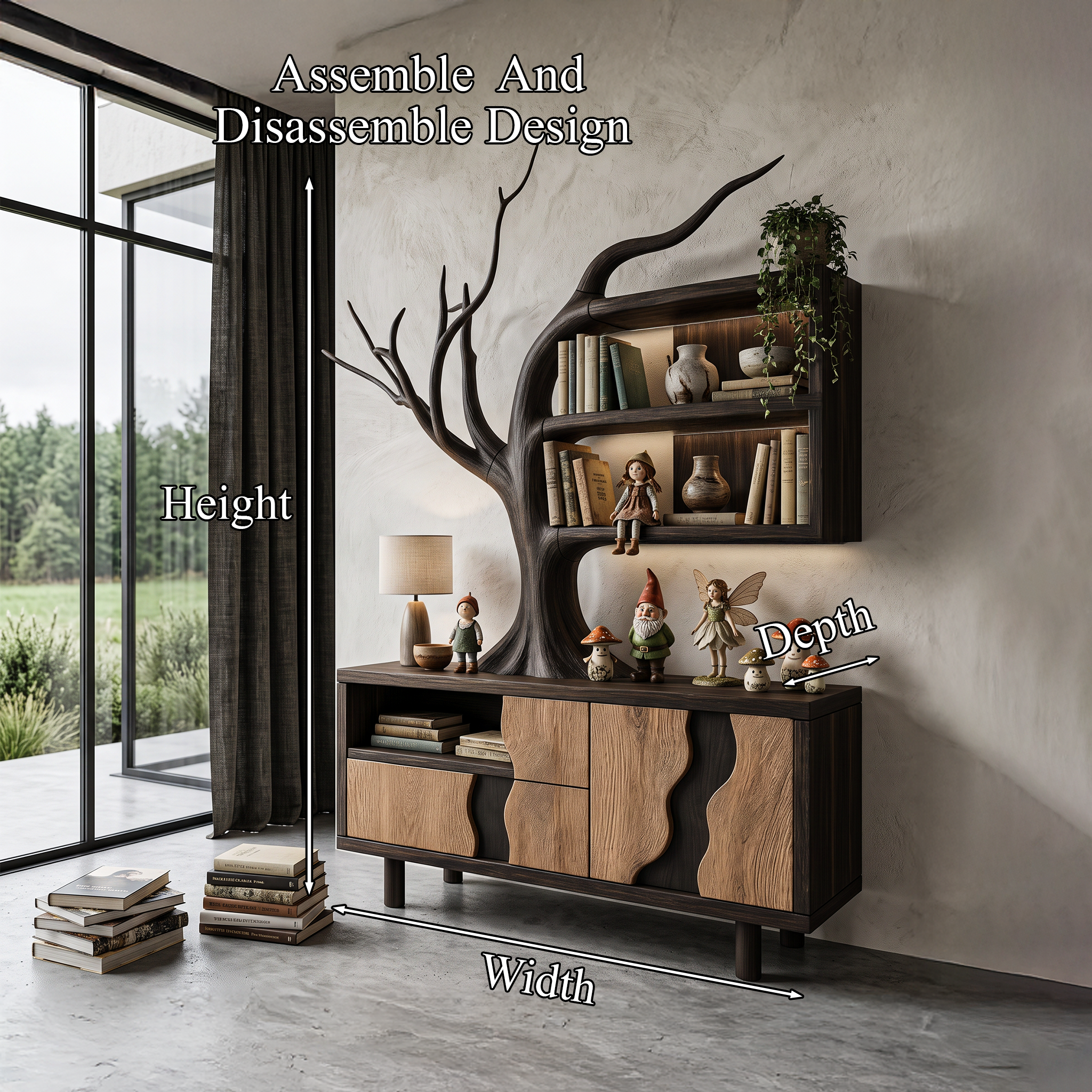 Mobile Moderno Con Design Integrato A Ramo D'Albero Per Soggiorno SINLHASD546