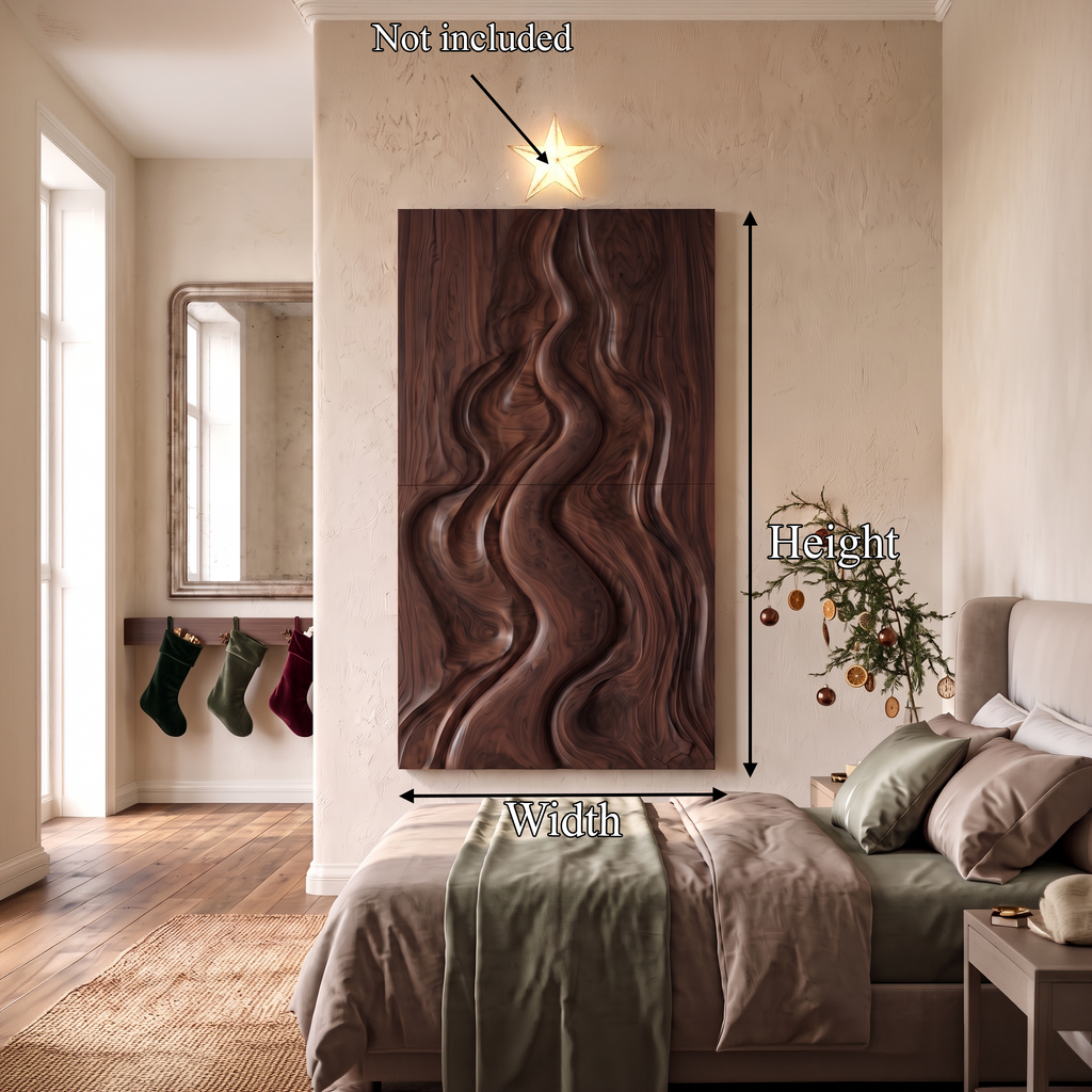 Decorazione murale astratta natalizia naturale con design intagliato fluido per camera da letto SINLSAWA149