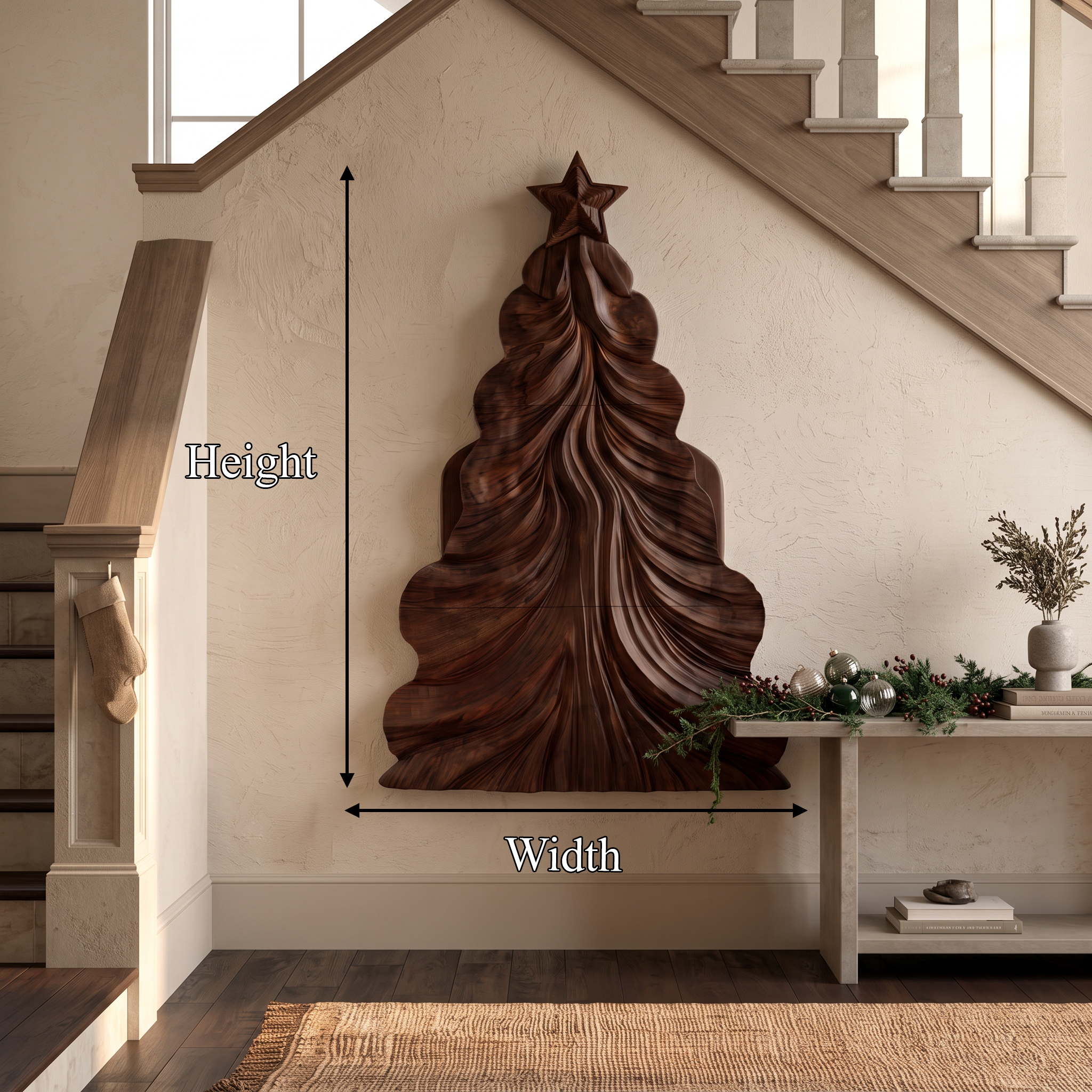 Decorazione Natalizia Contemporanea in Legno con Design Traforato Curvo per Soggiorno SINLSAWA150
