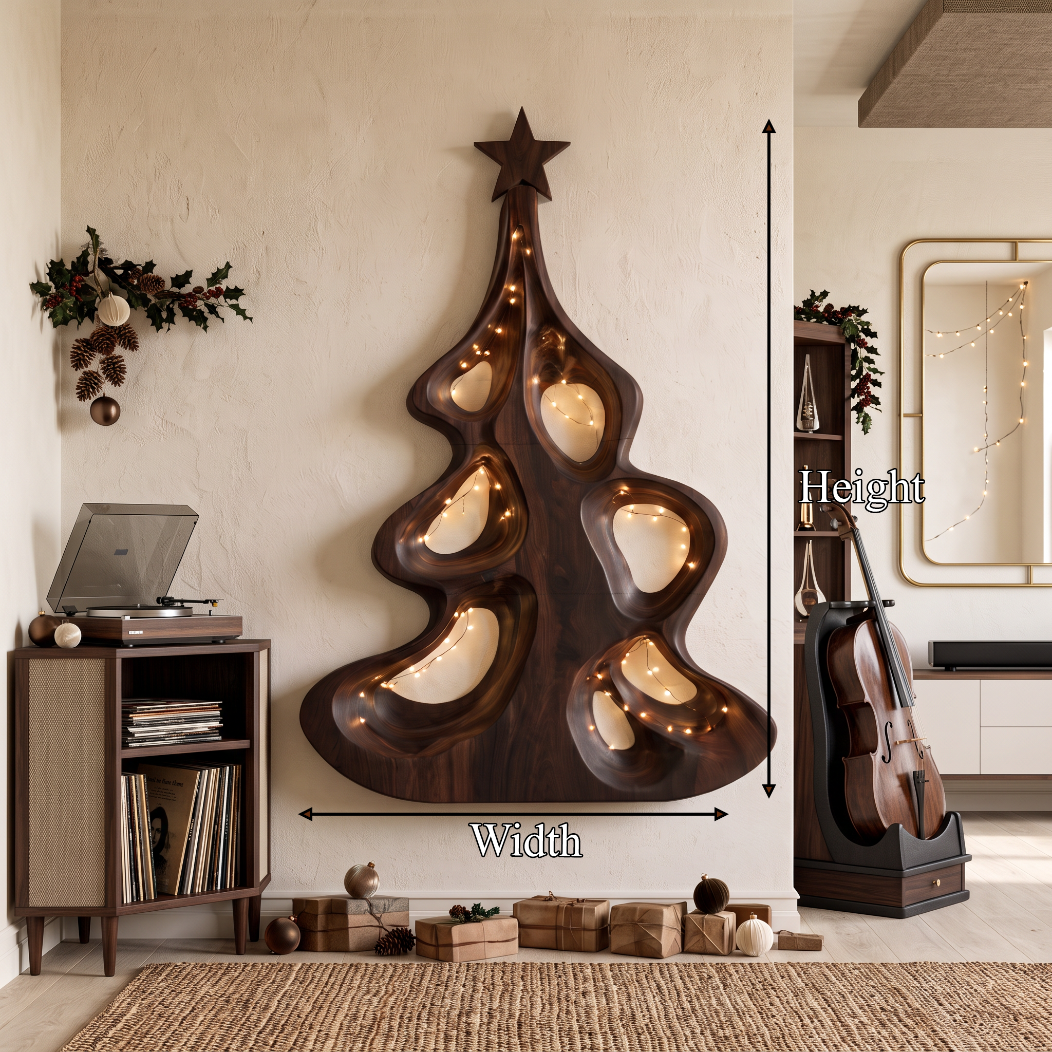 Decorazione moderna da parete natalizia con albero cavo artistico per l'ingresso SINLSAWA151