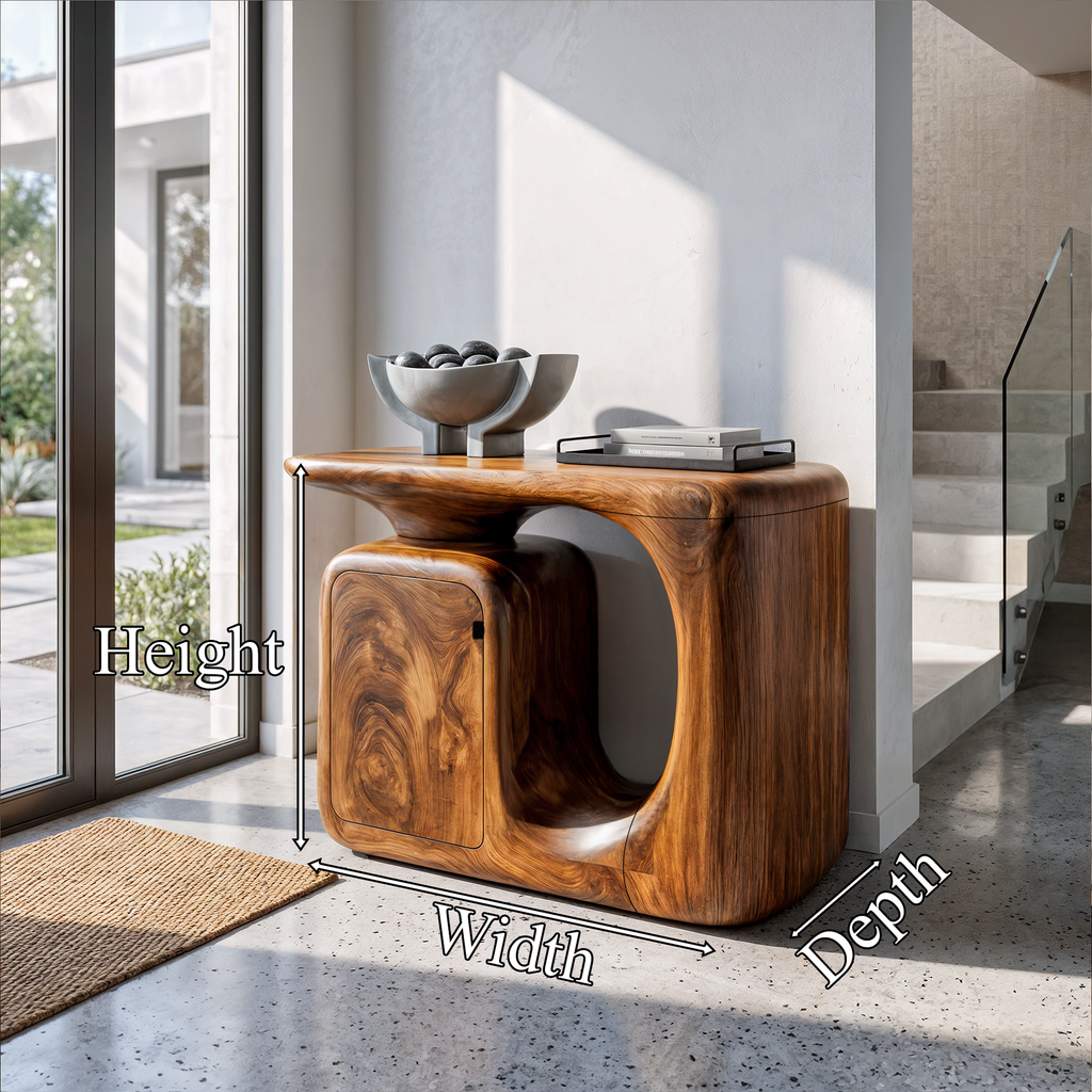 Consolle Moderna Scultorea con Mobile Contenitore Curvo per Ingresso SINLKICS703
