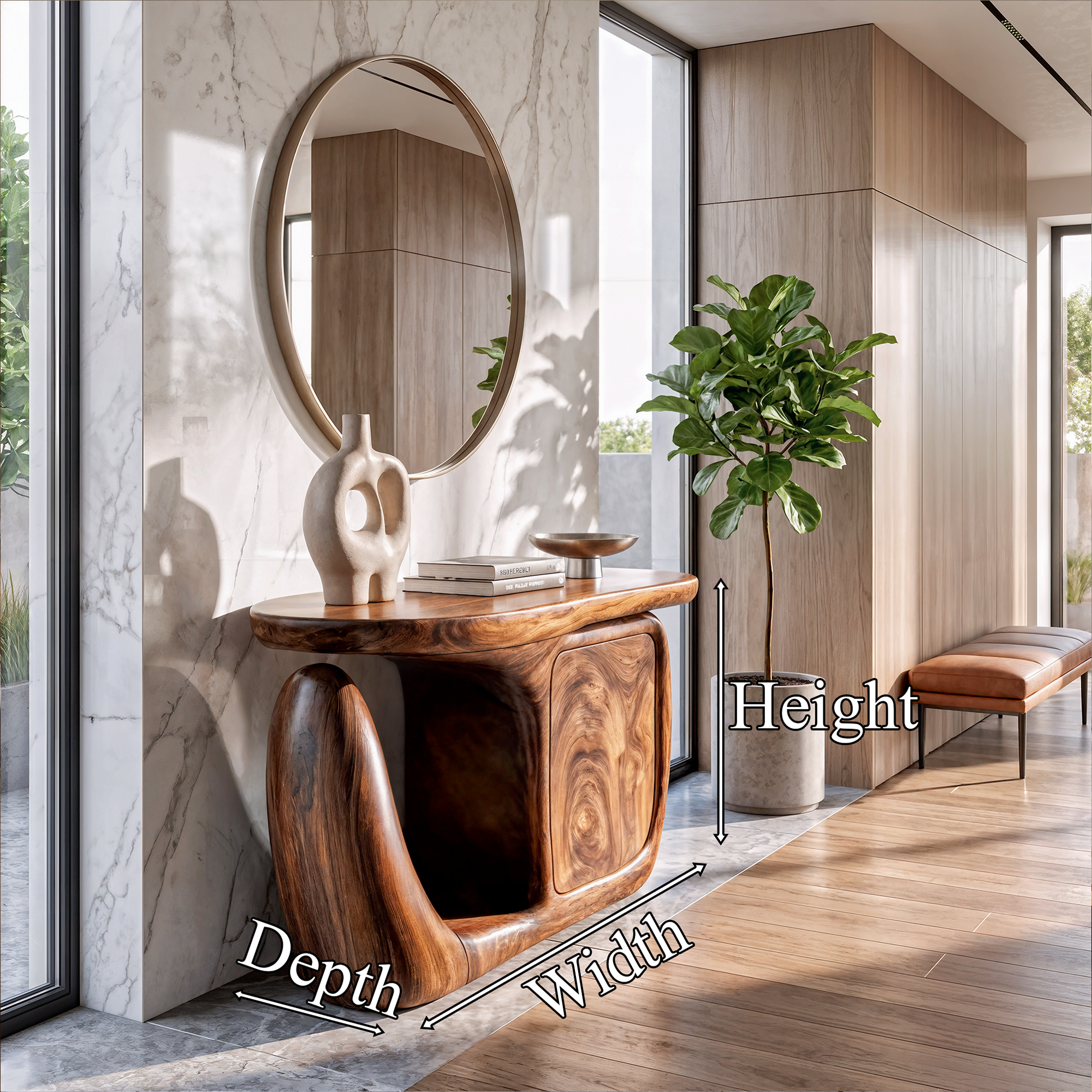 Consolle Moderna con Base Scultorea e Contenitore per Ingresso SINLKICS704
