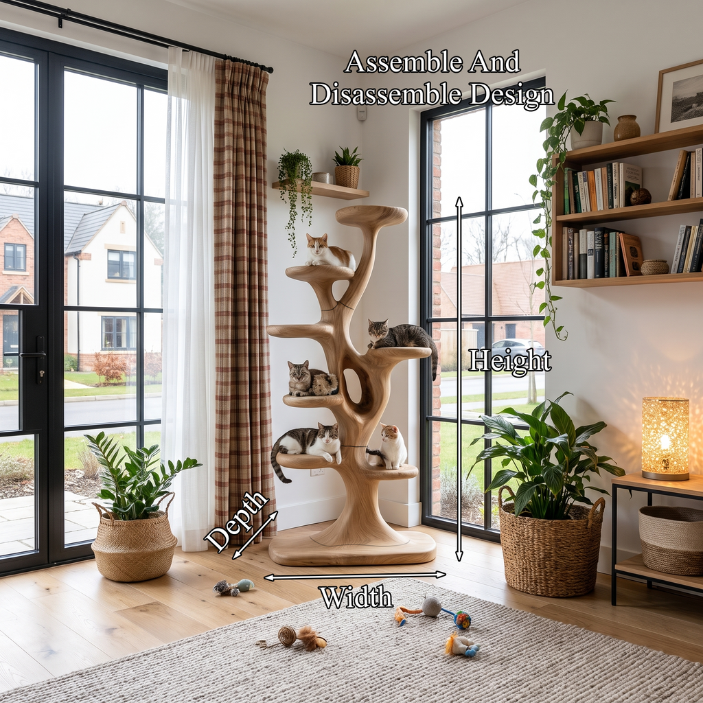 Tiragraffi Moderno a Forma di Albero con Piattaforme a Più Livelli per Gatti da Interno SINLHATT017