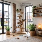 Tiragraffi Moderno a Forma di Albero con Piattaforme a Più Livelli per Gatti da Interno SINLHATT017