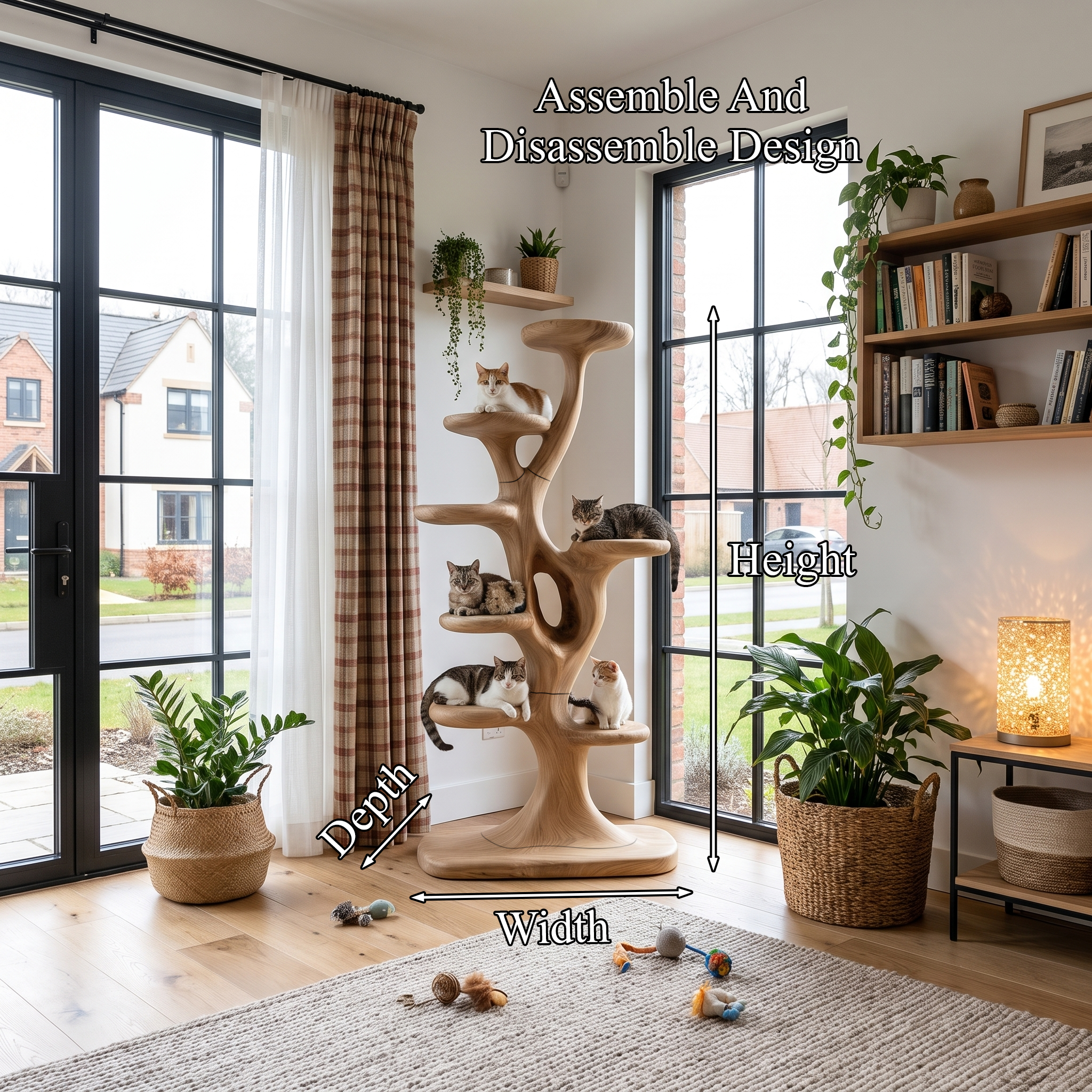 Tiragraffi Moderno a Forma di Albero con Piattaforme a Più Livelli per Gatti da Interno SINLHATT017